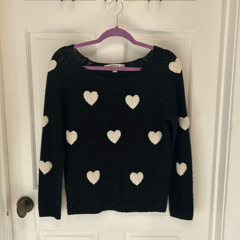 Lauren Conrad festive fuzzy heart sweater